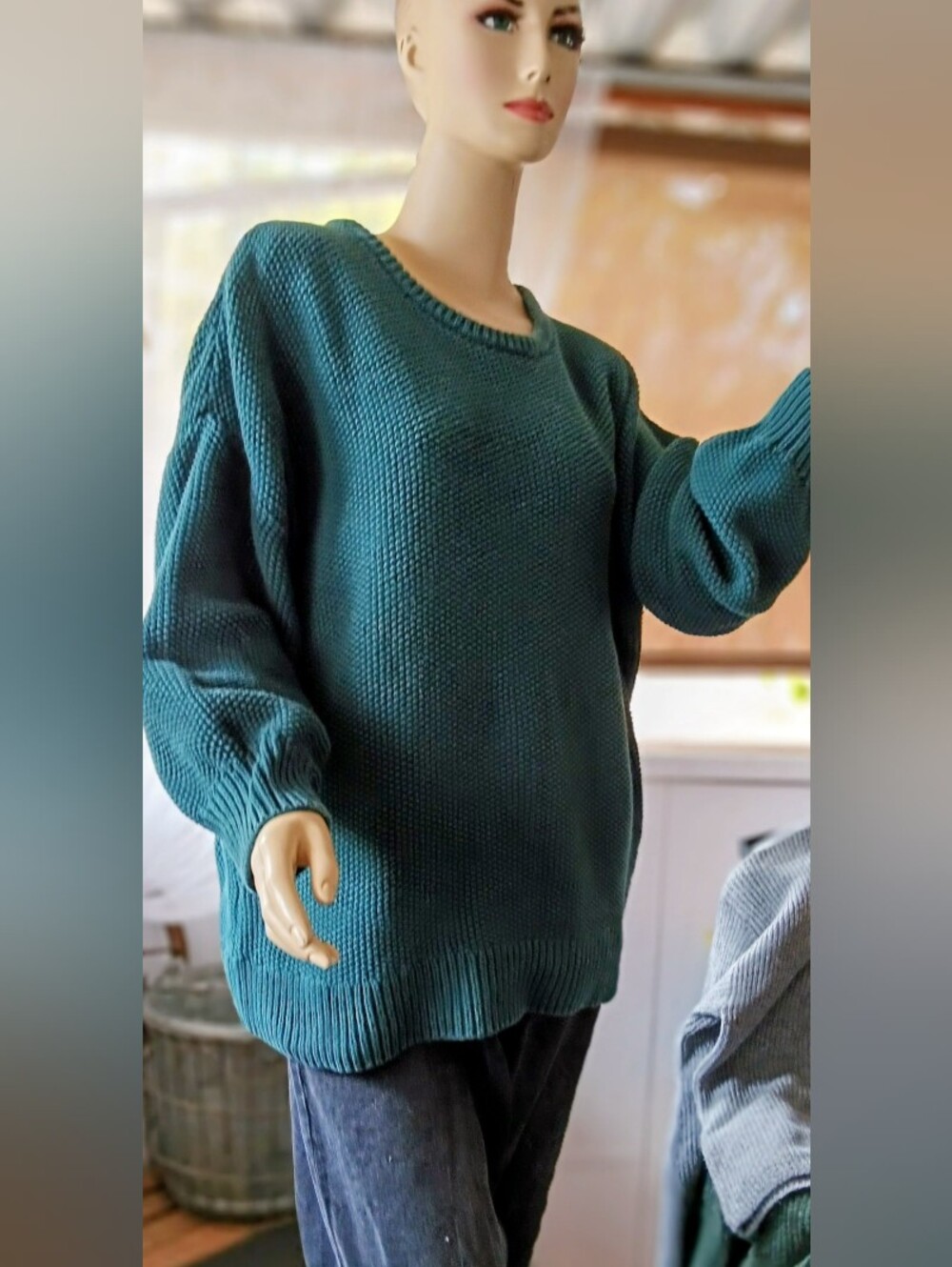 Old Navy Oversized Textured Slub Knit Sweater XL "Emerald Green"